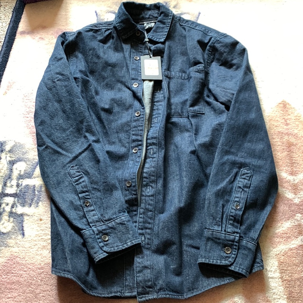 DKNY mens X-Small denim shirt cotton linen blend NWT no offers on this item
